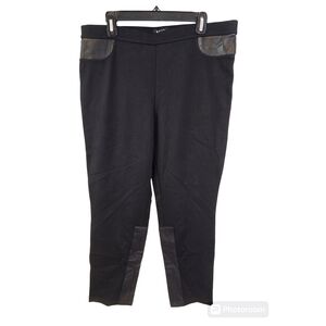 DKNY Size XL Black Pull On Pants Faux Leather Trim